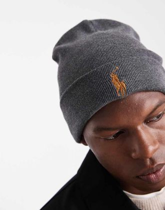 Polo Ralph Lauren Berretto grigio con logo a icona