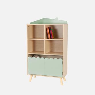 Sweeek Biblioteca Infantil Madera De Pino 2 Puertas 4 Estantes