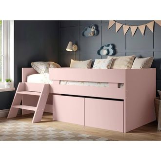Flair Logan Single Storage Low Sleeper Bed in Pink