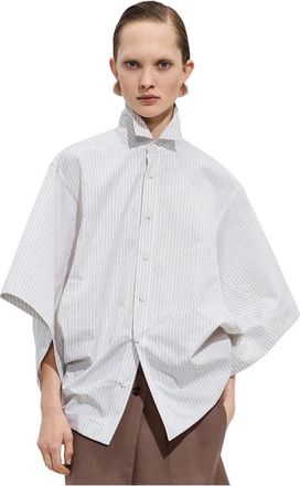 Bottega Veneta Camicia a collo alto con bottoni e maniche ampie - - Blouses & Shirts - Donna - Bianco - S