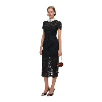 Self Portrait Abito midi in pizzo con fiocco - - Dresses - Donna - Nero - S