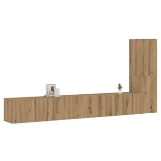 Berkfield Home Wall Mounted TV cabinets 3 pcs Artisan Oak Engineered Wood in Brown