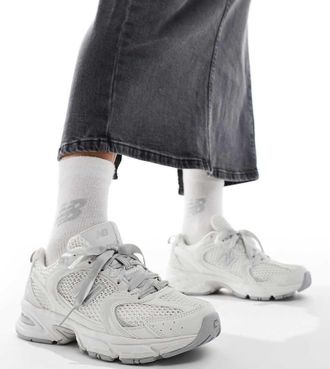 New Balance 530 sneakers with ribbon laces in silver - Exclusive to ASOS