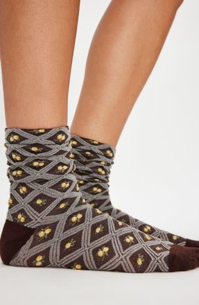 Free People Floral Jacquard Socks in Brown at Nordstrom