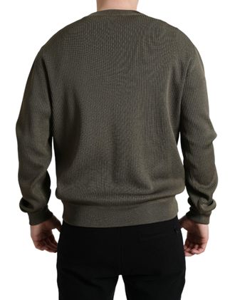 Dolce & Gabbana Mens Viscose Crew Neck Sweater Green Polyester
