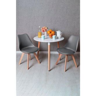 Regalos Miguel Regalos Miguel - Descuento Extra - Conjunto Mesa Tower Redonda 80 Cm Blanca Y Pack 2 Sillas Synk Basic - Gris