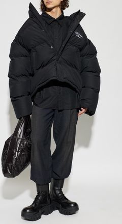 Balenciaga Puffer Jacket With Logo, Mens, Black