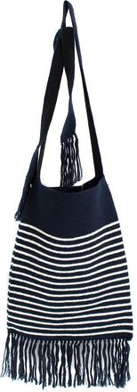 J.W.Anderson Navy Breton Stripe Knitted Tote Bag