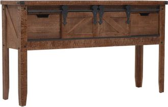 vidaXL Mesa Consola De Madera De Abeto Maciza Marr&oacute;n 131x35,5x75 Cm Vidaxl