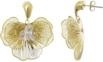 Adornia Adornia 14K Plated Crystal Flower Stud Earrings