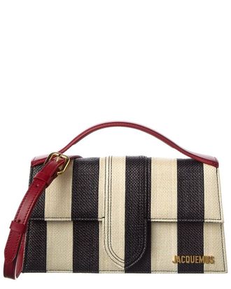 Jacquemus The Bambino Large Raffia & Leather Shoulder Bag