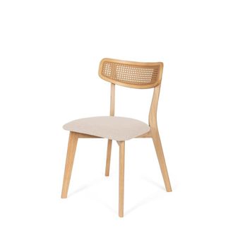Koketto Home Silla de comedor en roble y beige con respaldo de rejilla