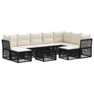 vidaXL Conjunto De Sof&aacute;s De Jard&iacute;n 10 Pcs Negro Rat&aacute;n Sint&eacute;tico Vidaxl