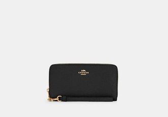 Coach Long Zip Around Wallet in Black | Leather