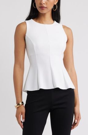 Open Edit Crewneck Flared Tank in White at Nordstrom, Size Xx-Small
