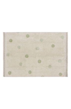 Lorena Canals Polka Dot Fringe Trim Washable Cotton Blend Rug in Natural at Nordstrom, Size Medium