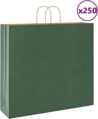 vidaXL Vidaxl - Bolsas De Papel Con Asas 250 Uds Verde 54x15x49 Cm