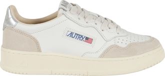 Autry White Silver Medalist Low Suede Leather Sneakers