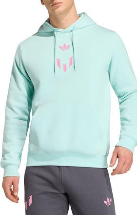 adidas Messi Fleece Hoodie in Semi Flash Aqua// at Nordstrom, Size X-Large R