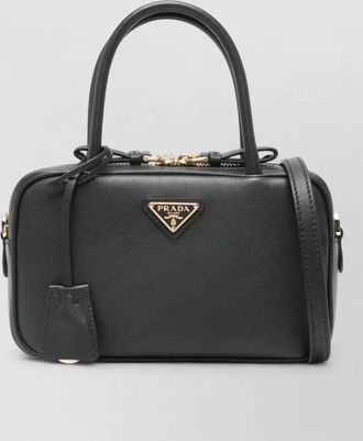 Prada small leather tote bag top handle strap