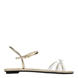 Prada Flat Leather Sandals with Bow - female - Prada - Flat Sandals - White - 4 1/2 UK - Shoes