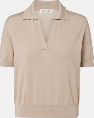 Altuzarra Clay cropped cotton and silk polo sweater