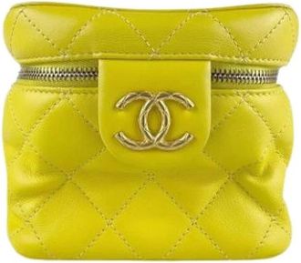Chanel Pre-owned Mini Leren Tas - Dames - Vintage Mini Tas - Geel - ONE Size - Leer - Vintage