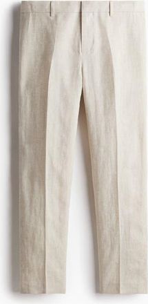 H&M Slim-fit linen suit pants in Light Beige at Nordstrom, Size 30