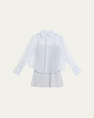 SIMKHAI Loen Long-Sleeve Organza Shirt