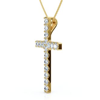 Pompeii3 1Ct Diamond Cross Pendant 1 1/4 Tall Womens 14k Gold 18 Necklace Lab Grown
