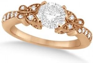 Allurez Round Diamond Butterfly Design Engagement Ring 14k Rose Gold (1.50ct)