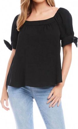 Karen Kane Bree Square Neck With Sleeve Ties Top In Black