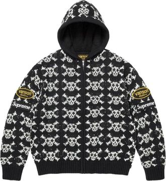 SUPREME FW26 x Vanson Leathers Skull Zip Up Hooded Sweater Black SUP-FW26-075-BLK