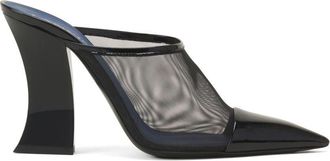 Lanvin Black Pointed Toe Mesh Geometric Sandals