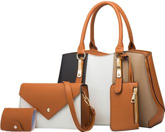 Generic Fashion Lady Leather Four Shoulder Crossbody Bag Clutch Wallet Retro Bag Leather Satchel Handbags for Women (A, One Size)