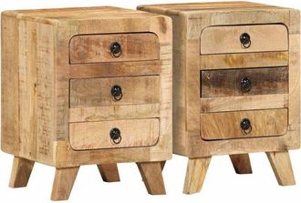 vidaXL Mesilla De Noche 2 Uds 37x32x50 Cm Madera Mango Rugosa Vidaxl