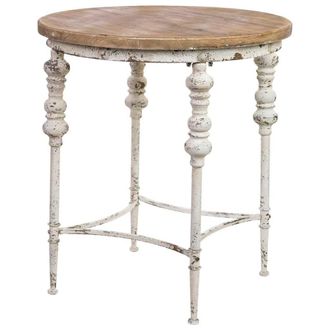 Wanderlust Deco Mesa redonda de madera acabado envejecido 76x76x83h cm