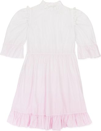 Batsheva EXCLUSIVE DIP DYE SHORT PRAIRIE WHITE PINK DAY DRESS