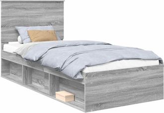 vidaXL Estructura De Cama Con Cabecera Gris Sonoma 75 X 190 Cm Vidaxl