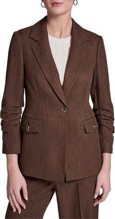 Halston Heritage Rolled Sleeve Textured Blazer