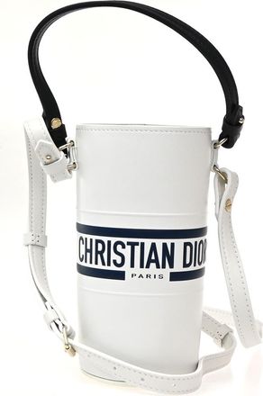 Dior Vibe Bottle Holder Printed Leather White Leather Handbag (Pre-Owned)