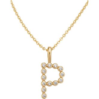Made by Mary CZ Poppy Initial Necklace in Gold Vermeil Initial P at Nordstrom