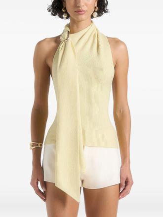 Mani&egrave;re De Voir Top Elodie drappeggiato con scollo allamericana - Giallo