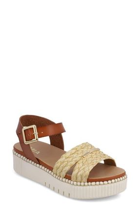Mia Jacklyn Ankle Strap Platform Sandal in Tan at Nordstrom, Size 7.5