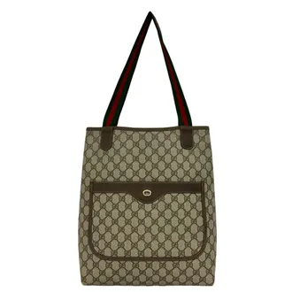 Gucci Brown Green Red Color Leather Pvc Shoulder Bag Tote Bag (Pre-Owned)