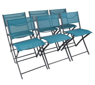 VCM Vcm - Set De 6 Sillas De Jard&iacute;n Silla Plegable Dimensiones Aprox. Al. 79 X An. 45 X P. 46 Cm Silla De Camping Muebles De Jard&iacute;n - Sumila (turquesa)