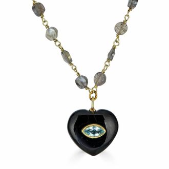 Rachel Reinhardt Jewelry Womens Heart Pendant Necklace In Black