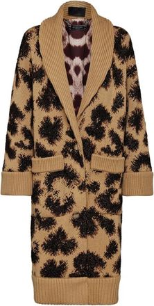 Philipp Plein Cardigan Leopard - Dames - Vesten - Bruin - S - Wol - Truien & Vesten
