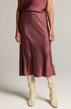 Vince Satin Midi Slip Skirt in Black Rose/oak Buff at Nordstrom, Size Xx-Small