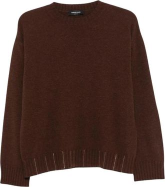 Fabiana Filippi Mad 216F028 Trui - Dames - Ronde hals truien - Bruin - S - Wol - Truien & Vesten